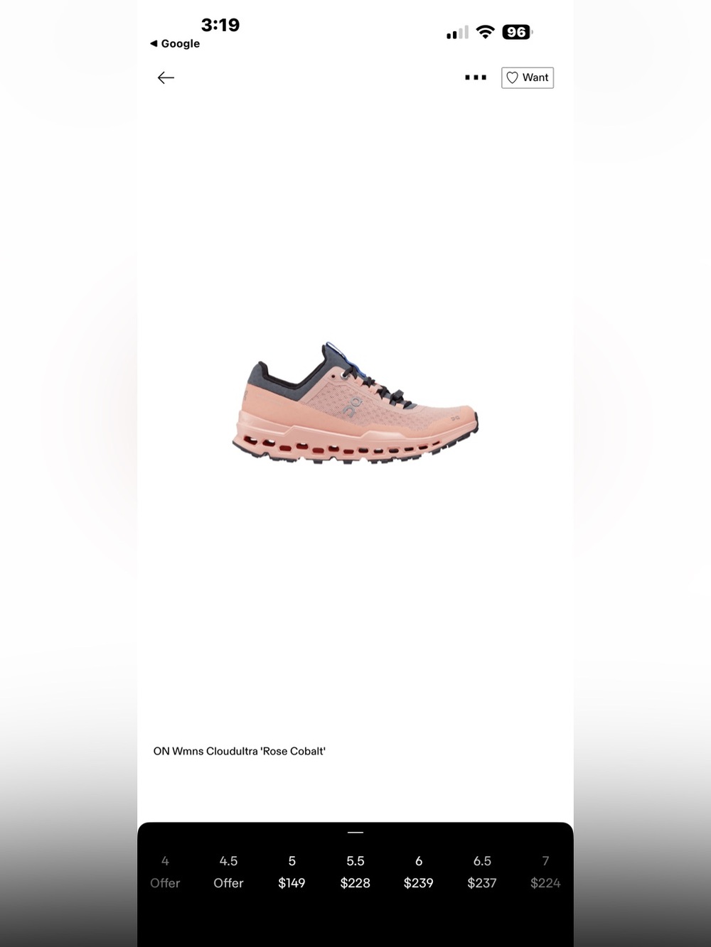 On Running Women's Cloudultra Trail Running Shoe - Pink sz 5.5 w new in box